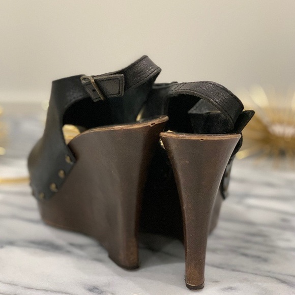 Black Leather Clogs Slingback Sandal - Picture 3 of 8